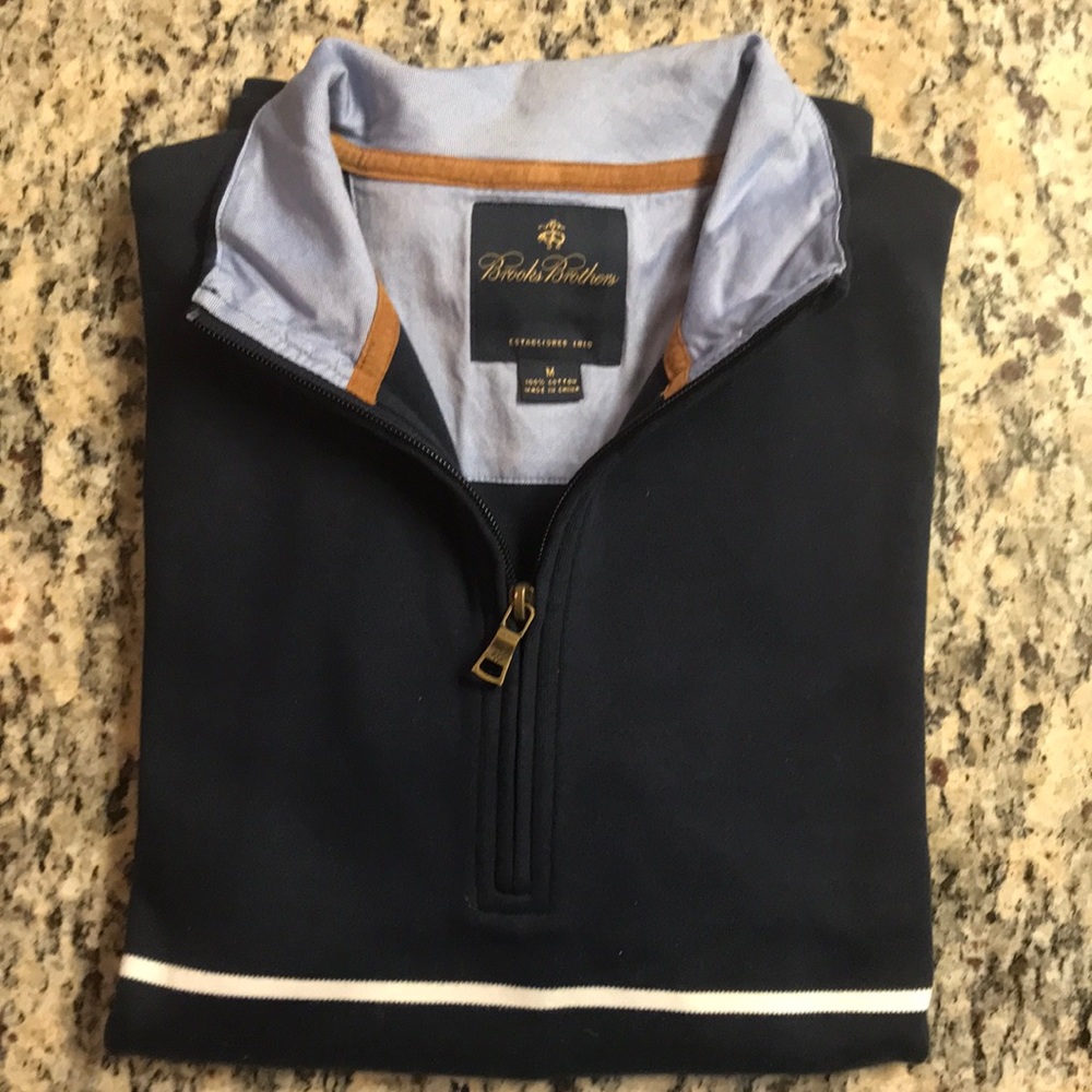 Brooks Brothers Preppy Navy Zip Up Sweater